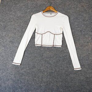 Aritzia Sunday Best White Cropped Long Sleeve Women's Small